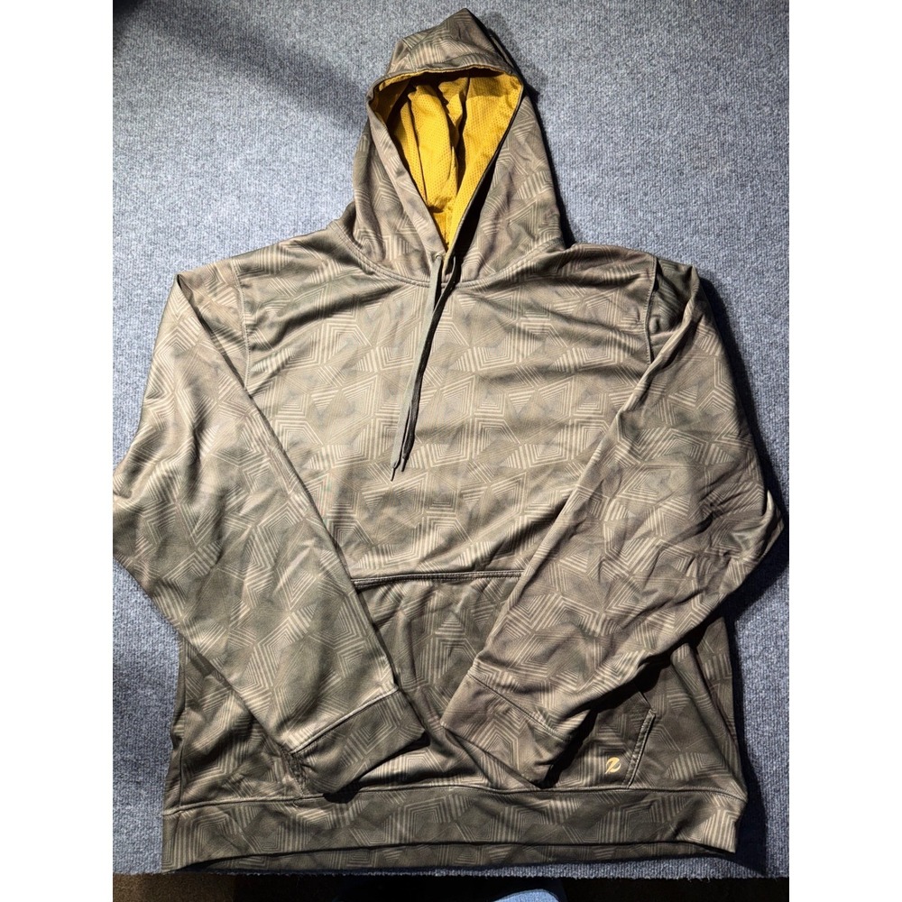 Z-Line Mens Performance Hoodie Olive Green Geometric Pattern Pullover XL